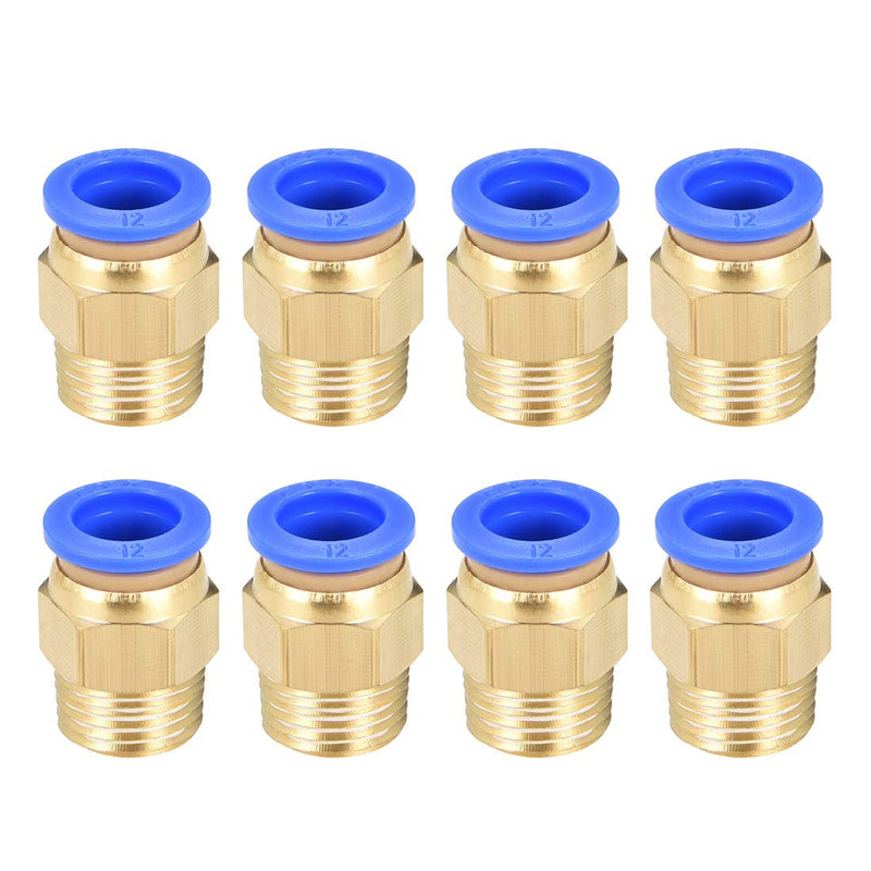 [Australia - AusPower] - uxcell Straight Pneumatic Push to Quick Connect Fittings G3/8 Male x 12mm Tube OD 8pcs 