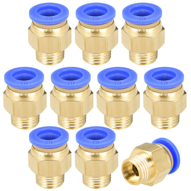 [Australia - AusPower] - uxcell Straight Pneumatic Push to Quick Connect Fittings G1/4 Male x 10mm Tube OD 10pcs 