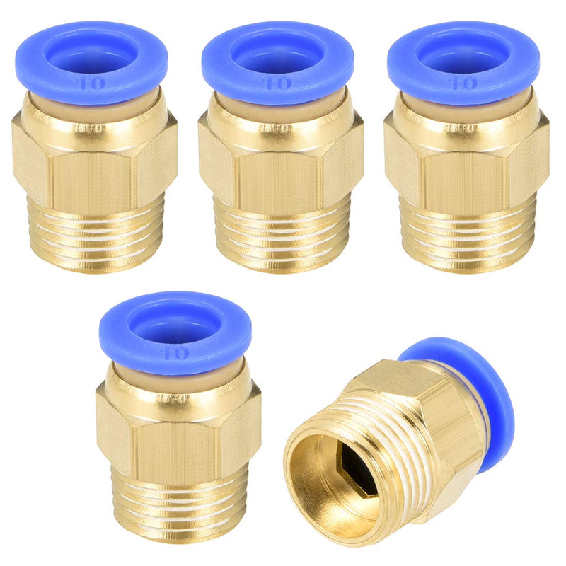 [Australia - AusPower] - uxcell Straight Pneumatic Push to Quick Connect Fittings G3/8 Male x 10mm Tube OD 5pcs 