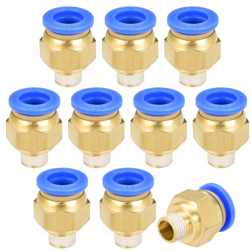 [Australia - AusPower] - uxcell Straight Pneumatic Push to Quick Connect Fittings G1/8 Male x 10mm Tube OD 10pcs 
