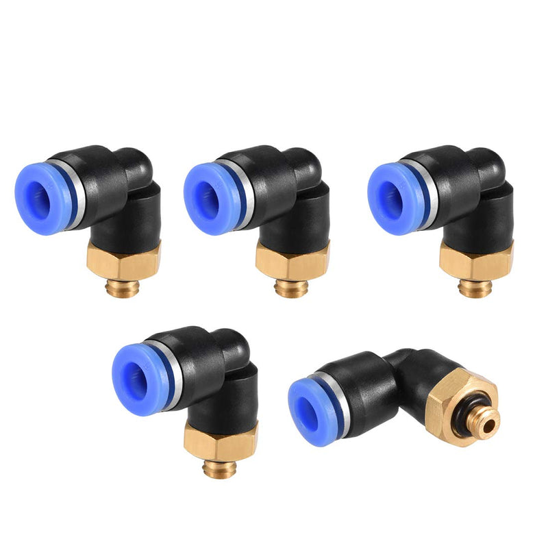 [Australia - AusPower] - uxcell Push to Connect Tube Fitting Male Elbow 6mm Tube OD x M5 Thread Pneumatic Air Push Fit Lock Fitting Blue 5pcs 