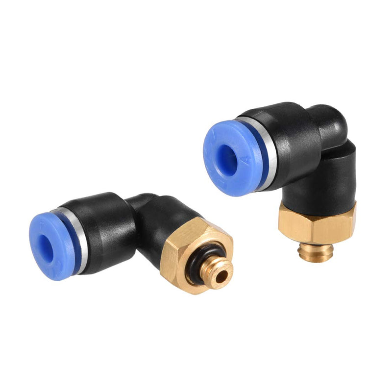 [Australia - AusPower] - uxcell Push to Connect Tube Fitting Male Elbow 4mm Tube OD x M5 Thread Pneumatic Air Push Fit Lock Fitting Blue 2pcs 