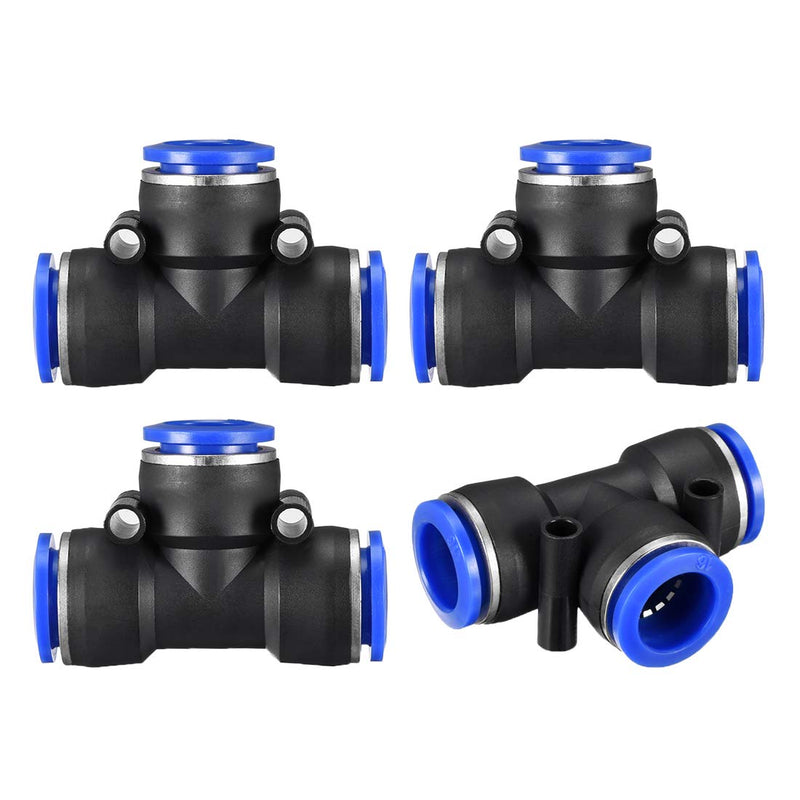 [Australia - AusPower] - uxcell Plastic Tee Push to Connect Tube Fittings 16mm or 5/8" OD Push Lock Blue 4pcs 