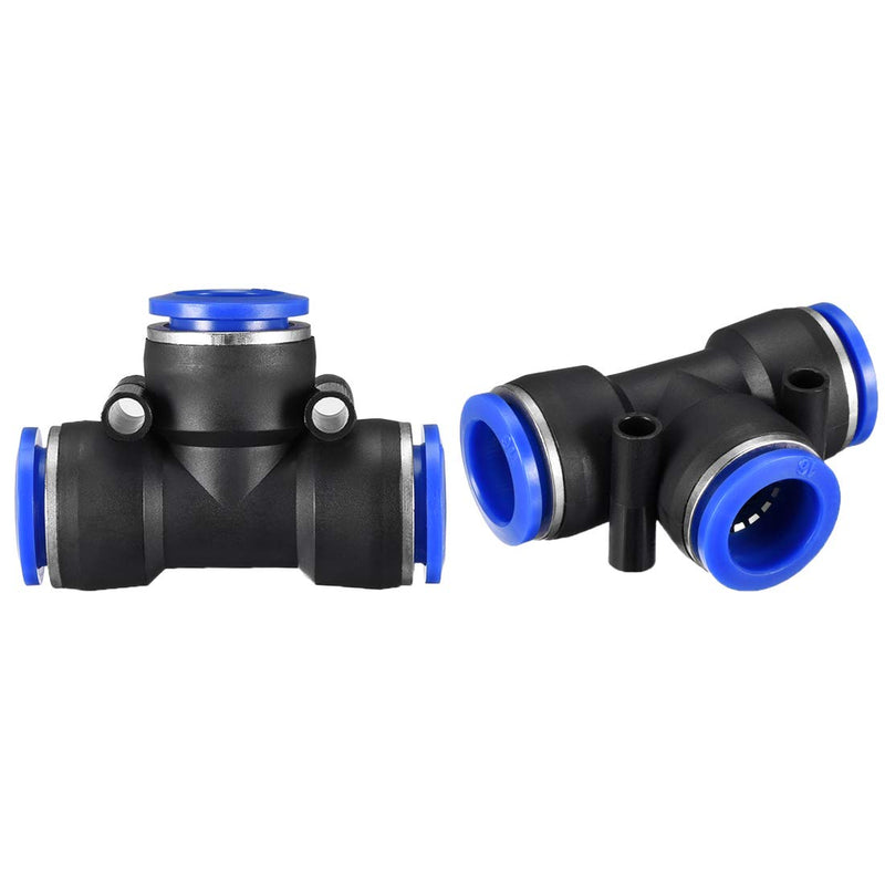 [Australia - AusPower] - uxcell Plastic Tee Push to Connect Tube Fittings 16mm or 5/8" OD Push Lock Blue 2pcs 