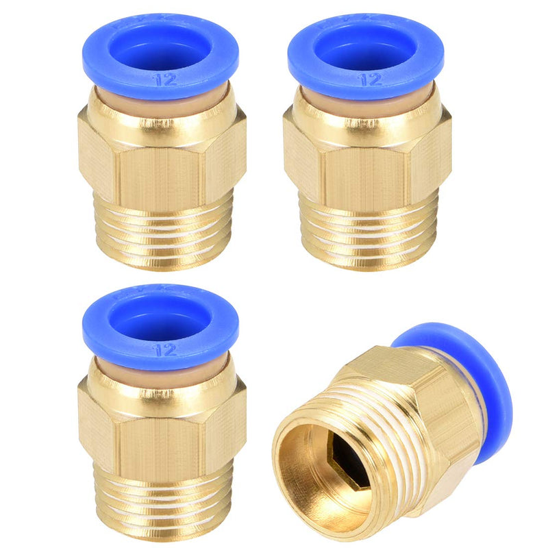 [Australia - AusPower] - uxcell Straight Pneumatic Push to Quick Connect Fittings G3/8 Male x 12mm Tube OD 4pcs 