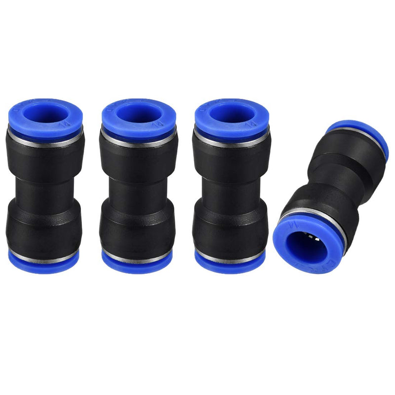 [Australia - AusPower] - uxcell Plastic Straight Union Push to Connect Tube Fitting 14mm OD Push Fit Lock Blue 4pcs 