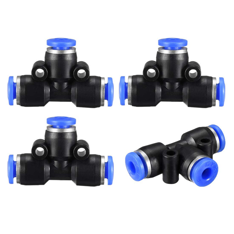 [Australia - AusPower] - uxcell Plastic Tee Push to Connect Tube Fittings 4mm or 5/32" OD Push Lock Blue 4pcs 