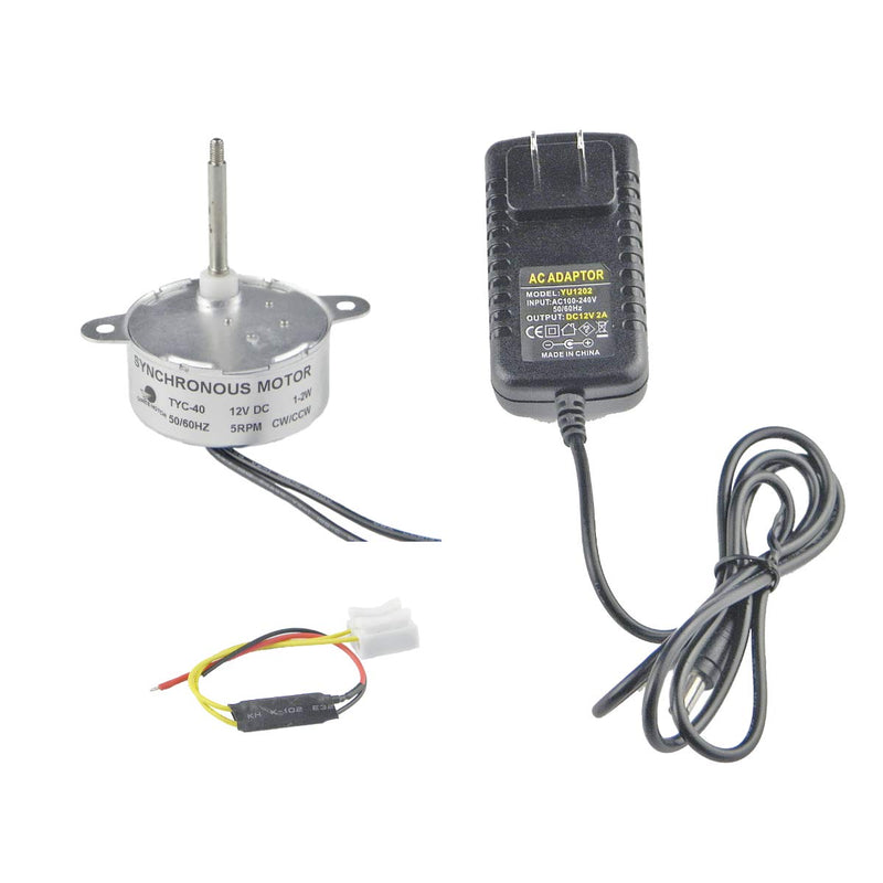 [Australia - AusPower] - CHANCS TYC40 12V 5RPM DC 5RPM Shaft 46mm Synchronous Motor With DC Power Adapter - Input 100/240V Output DC 12V for Animated Dolls 