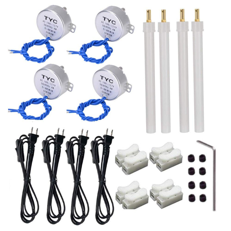 [Australia - AusPower] - 4PCS Turntable motor Synchronous Synchron Motor 50/60Hz AC 100~127V CCW/CW 4W with 7mm Flexible Coupling Connector For Cup Turner,Hand-Made, School Project, Model (5-6RPM) 