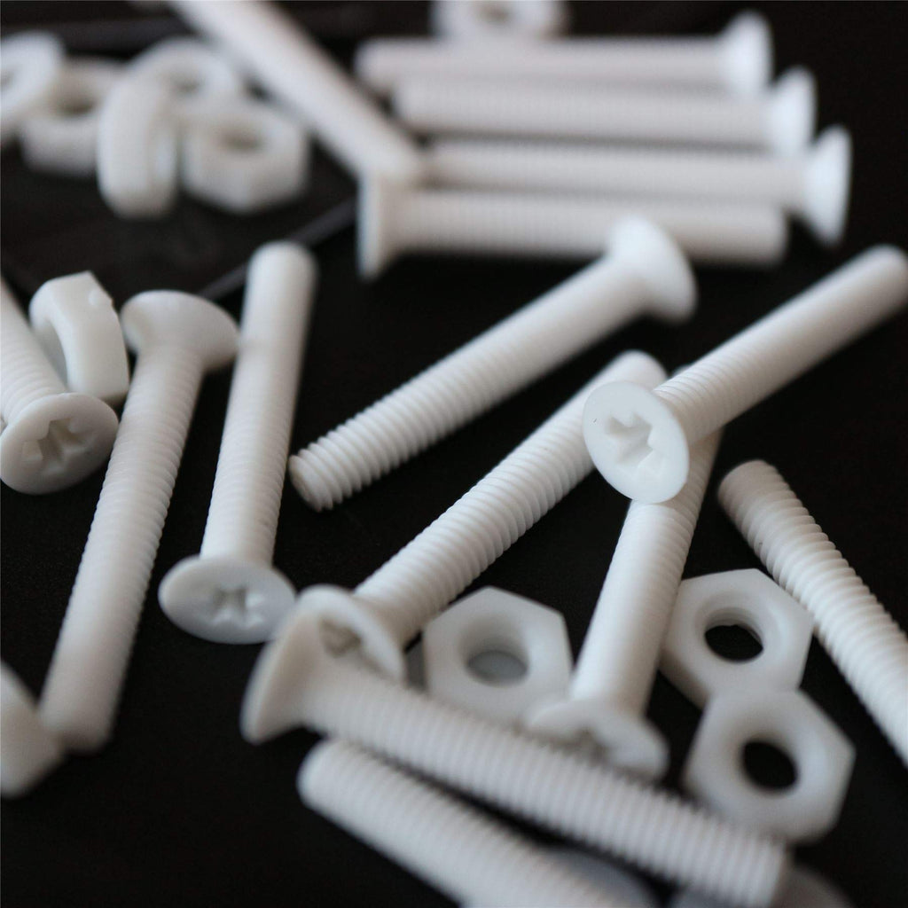 [Australia - AusPower] - 20 x White Countersunk Screws Polypropylene (PP) Plastic Nuts and Bolts, Washers, M3 x 20mm, Acrylic, Water Resistant, Anti-Corrosion, Chemical Resistant, 1/8 x 25/32 