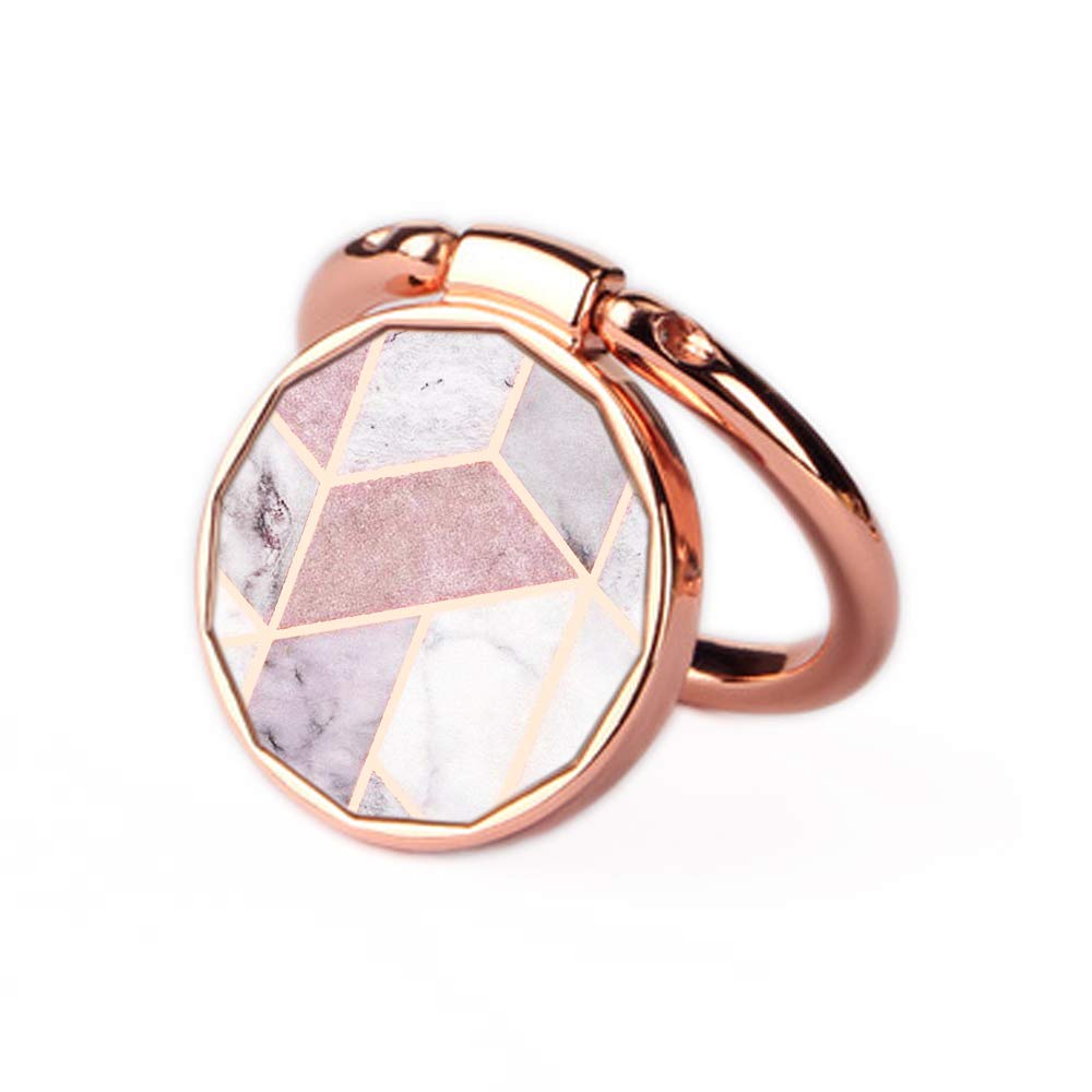 [Australia - AusPower] - Phone Ring Holder Stand Rose Gold Oddss Pink Geometric Marble Universal Thin Finger Ring Grip 360° 180°Flip Ring Stand Grip Mount Compatible for Smartphones 