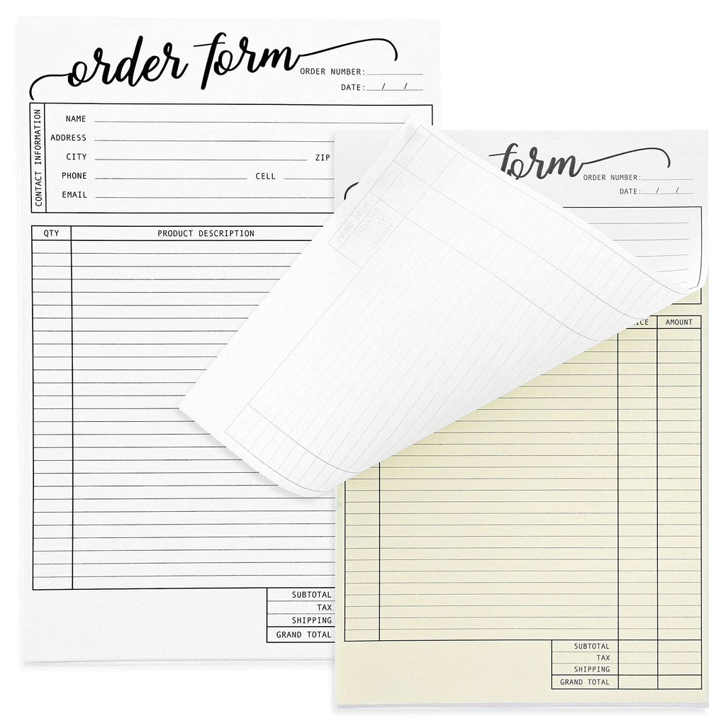 [Australia - AusPower] - Order Forms Invoice Book for Small Business, Work Receipt, 2 Part Carbonless (2 Pack, 50 Sets Each) 