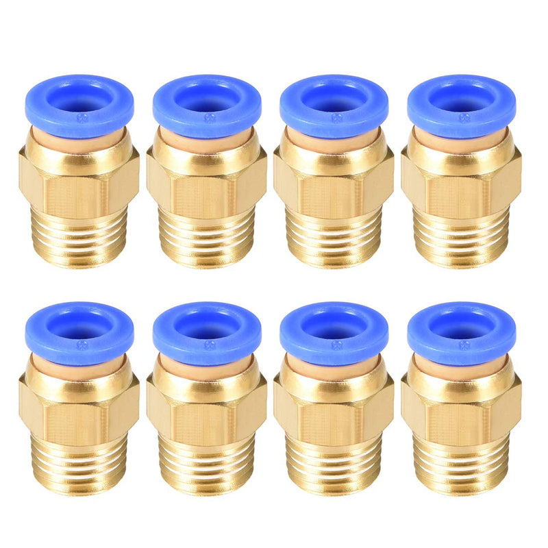 [Australia - AusPower] - uxcell Straight Pneumatic Push to Quick Connect Fittings 1/4NPT Male x 8mm Tube OD 8pcs 