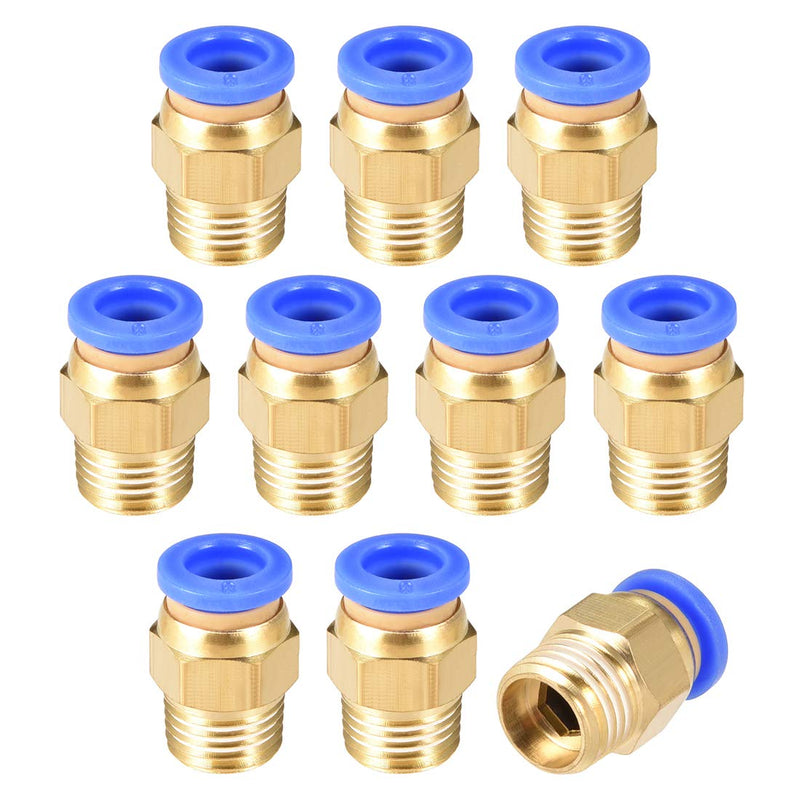 [Australia - AusPower] - uxcell Straight Pneumatic Push to Quick Connect Fittings 1/4NPT Male x 8mm Tube OD 10pcs 