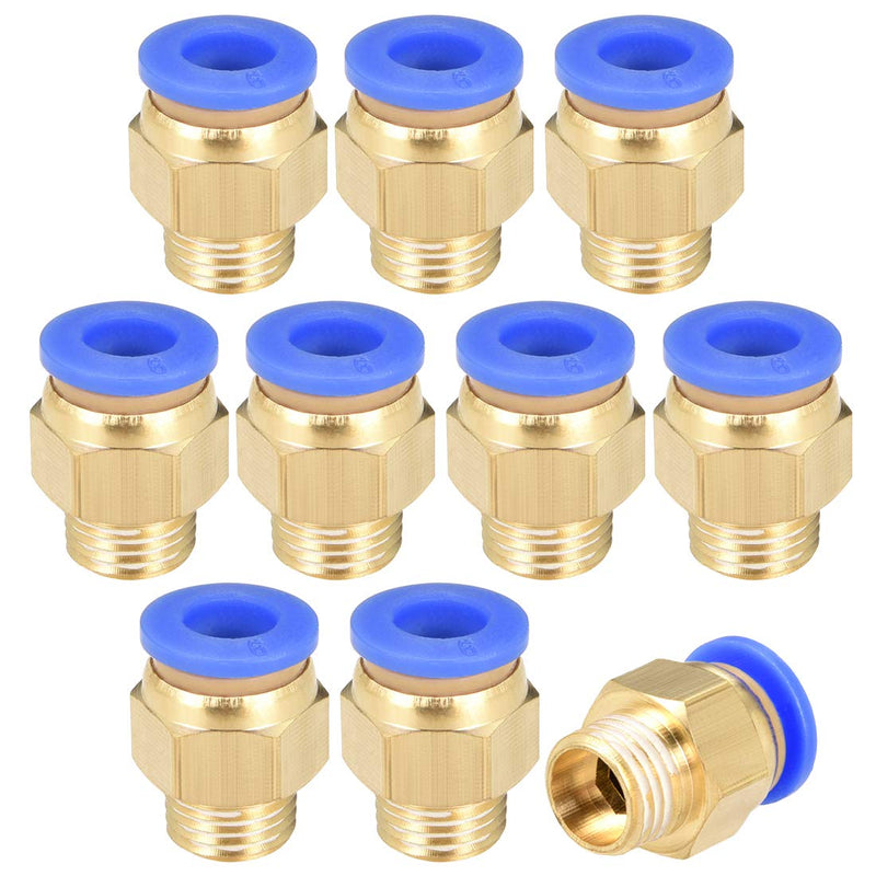 [Australia - AusPower] - uxcell Straight Pneumatic Push to Quick Connect Fittings 1/4" PT Male x 6mm Tube OD 10pcs 