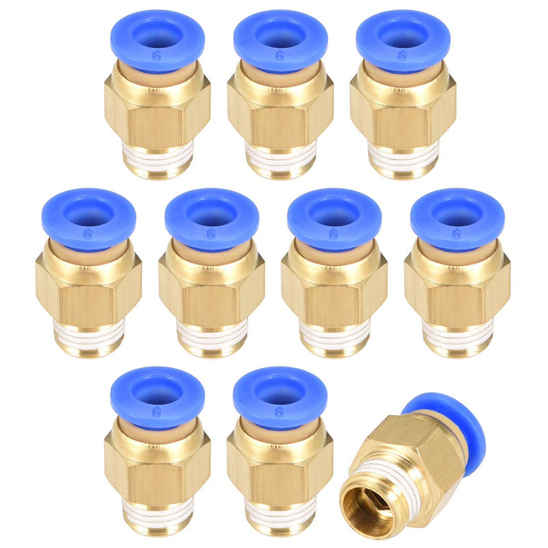 [Australia - AusPower] - uxcell Straight Pneumatic Push to Quick Connect Fittings G1/8 Male x 6mm Tube OD 10pcs 