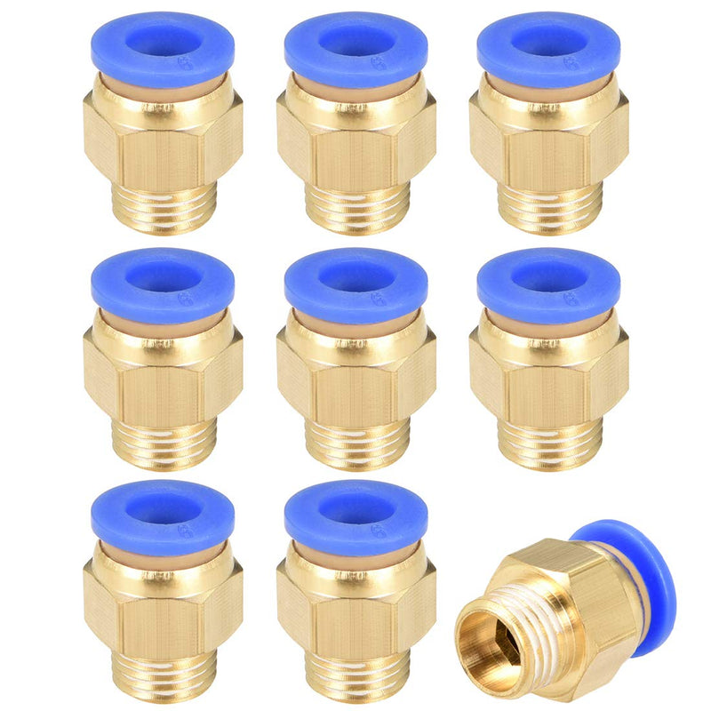 [Australia - AusPower] - uxcell Straight Pneumatic Push to Quick Connect Fittings G1/4 Male x 6mm Tube OD 9pcs 