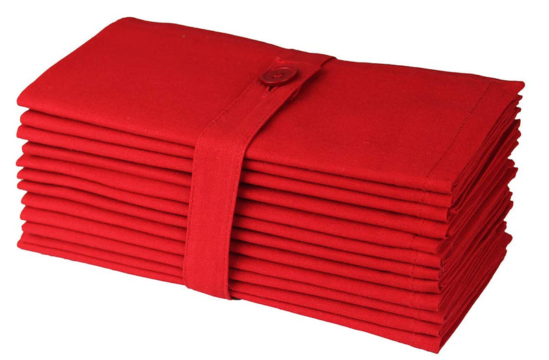 [Australia - AusPower] - COTTON CRAFT Classic Christmas Napkins - Xmas Holiday Autumn Fall Harvest Thanksgiving Celebration Party - Mitered Corners - 12 Pack - Pure Cotton - Reusable Cloth Washable - 18 in x 18 in Red 18x18 Inch Classic- Red 