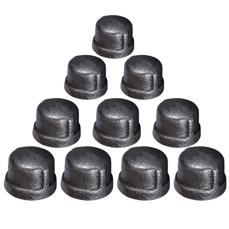 [Australia - AusPower] - Supply Giant BMCP0012-10 Malleable Iron Pipe Cap, Threaded Fitting 150 Lb Application Black Pipe Caps 1/2" (Pack of 10) 1/2 in. (Pack of 10) 