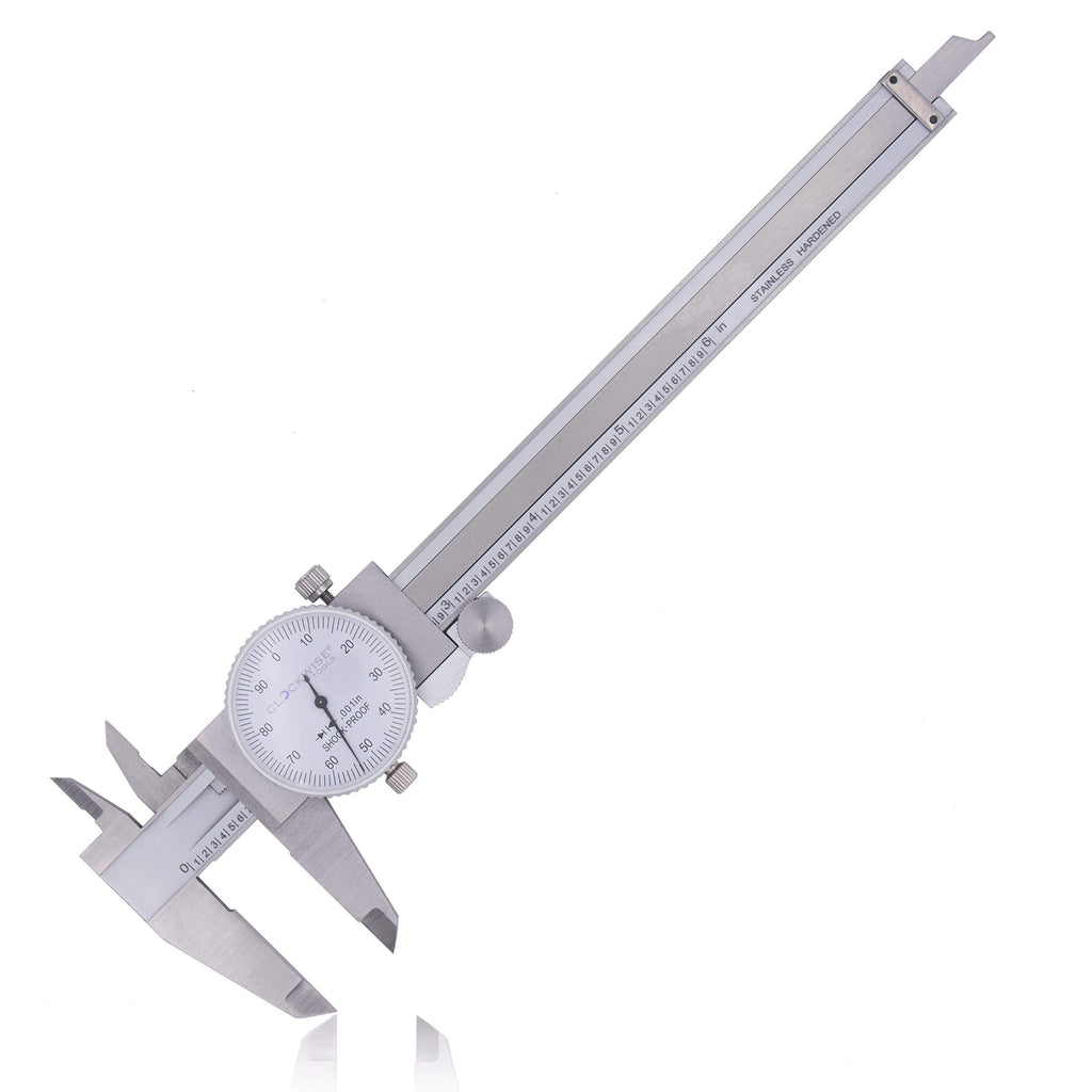 [Australia - AusPower] - Clockwise Tools DDLR-0605 Pro Dial Caliper 0-6 Inch Double Shock Proof Stainless Steel Body SAE Measuring Tool DDLR-0605 6" 