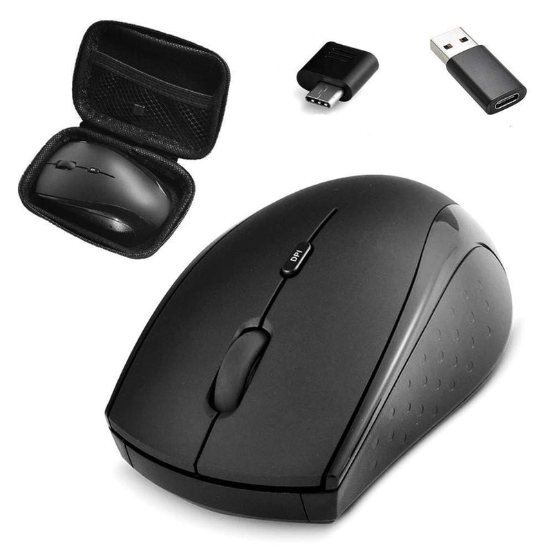 [Australia - AusPower] - Type C Wireless Mouse, USB C Gaming Wireless Mice 2.4G Silent Ergonomic with 3 DPI Levels Compatible with Samsung Chromebook, Google Pixelbook, Dell, HP OMEN, More Device (Black) Black 