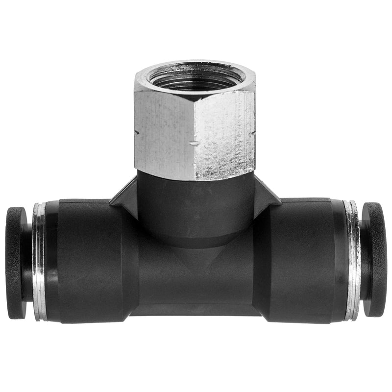 [Australia - AusPower] - USA SEALING ZUSA-TF-PTC-525 Nylon Push to Connect Tube Fittings Female Branch Tee: 1/4" Tube 1/8" NPT Female,Black 
