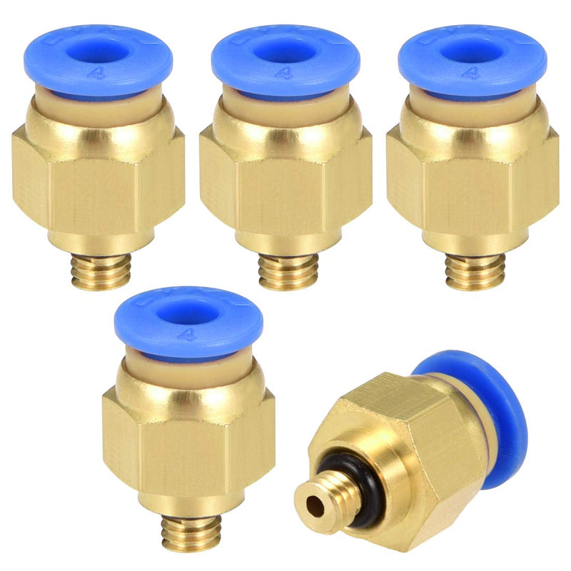 [Australia - AusPower] - uxcell Straight Pneumatic Push to Quick Connect Fittings M5 Male x 4mm Tube OD with Black O-Ring 5pcs 