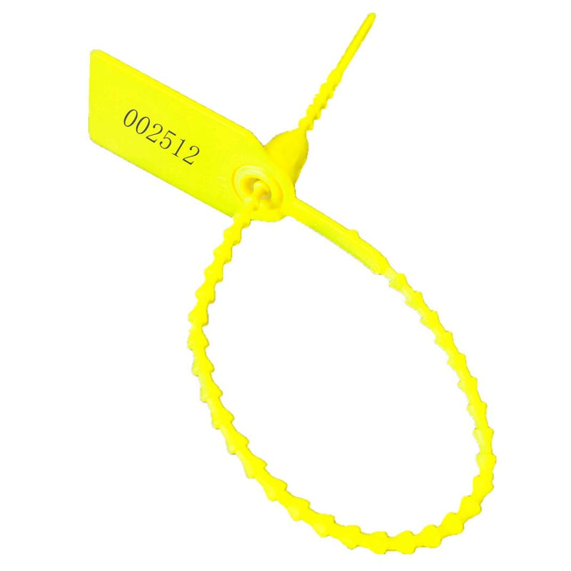 [Australia - AusPower] - 250mm Pull-Tite Plastic Security Seals Shipping Tags Disposable Signage Numbered(Package of 100) (Yellow) 100pcs Yellow 