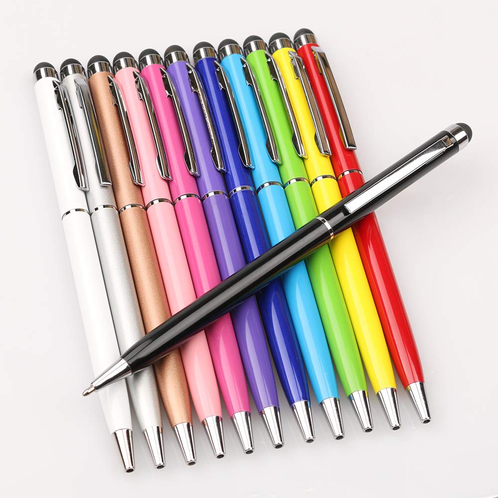 [Australia - AusPower] - homEdge Stylus Pen and Ink Pen Set of 12 Pack, Universal 2 in 1 Capacitive Stylus Ball Point Pens Compatible with iPad, iPhone, Samsung, Kindle Touch, Compatible with All Capacitive Touch Devices 