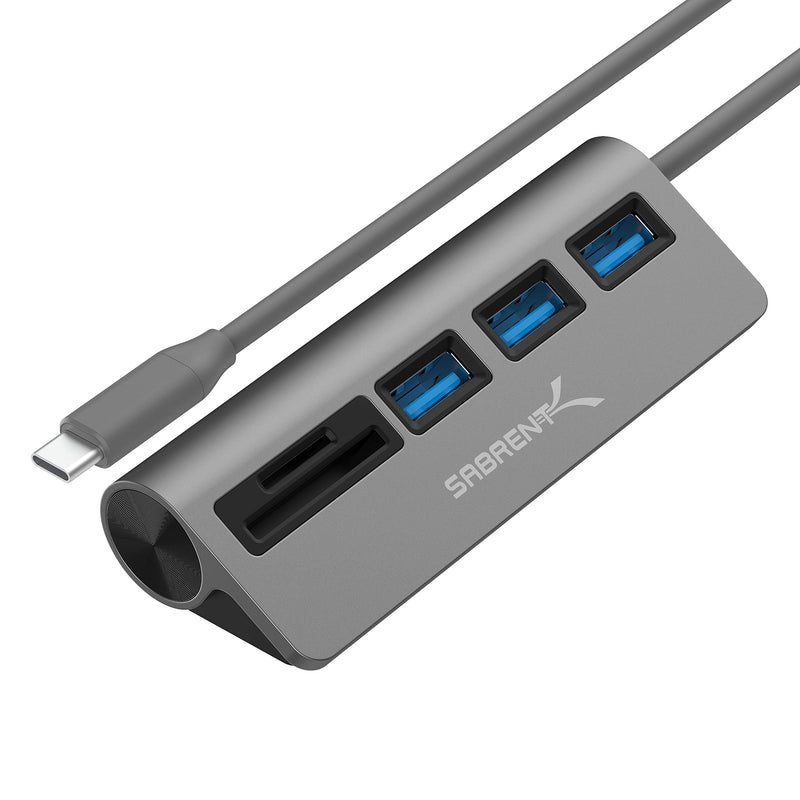 [Australia - AusPower] - SABRENT USB-C 3.0 Hub, 5-in-1 USB SD Card Reader, SD & TF Dual Slot + 3 USB 3.0 Hub Portable Compatible with MacBook, Mac Pro/Mini, iMac, XPS, Surface Pro, Windows, Thunderbolt (HB-U3CR) USB 3.0 Type C 