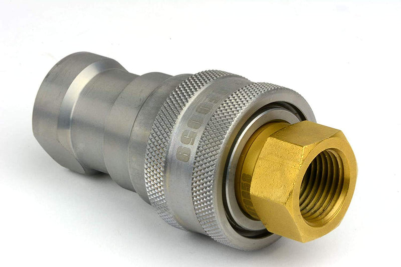 [Australia - AusPower] - TEMCo 1/2" Female NPT Thread 1/2" Body Pair Hydraulic Coupler ISO 7241B Ball Valve Quick Connect for Tractors and Ag Equipment Fits Pioneer Parker Format - HF0060 (HF0058 + HF0059) 