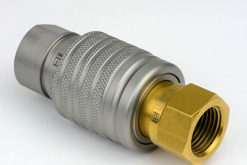 [Australia - AusPower] - TEMCo 1/2" Female NPT Thread 1/2" Body Pair Hydraulic Coupler ISO 5675 Poppet Valve Quick Connect for Tractors and Ag Equipment Fits Pioneer Parker Format - HF0054 (HF0052 + HF0053) 