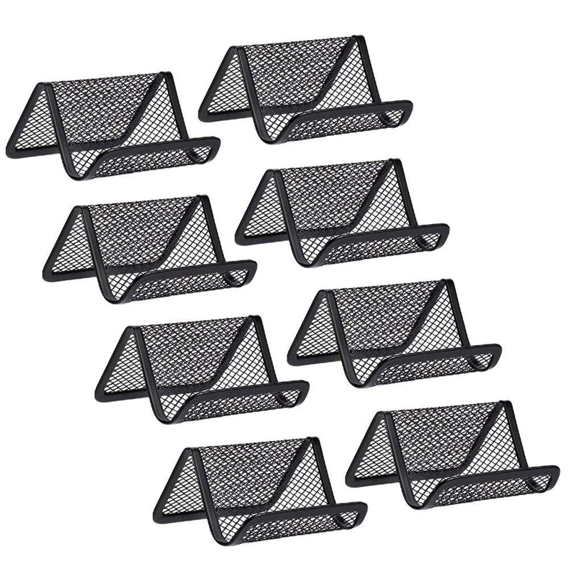 [Australia - AusPower] - Rocutus 8pcs Business Card Holder Metal Business Card Holder Desk Business Card Holder Card Organizer Black Mesh Business Card Display Business Card Holder Desk Business Card Holder (Black) 