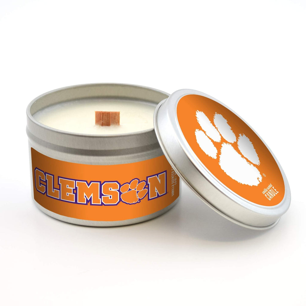 [Australia - AusPower] - Worthy Promo NCAA Clemson Tigers Travel Tin Candle with Wood Wick, Vanilla Scent, 5.8-Ounce, Gray 