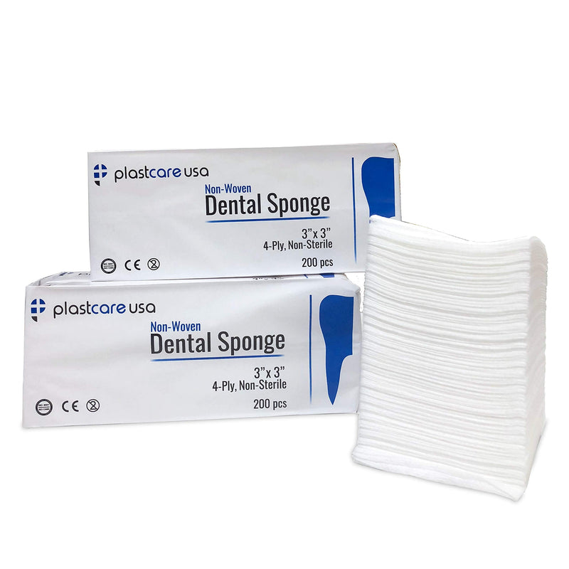 [Australia - AusPower] - 600 3x3 Non Woven Sponges, Non-Sterile Dental Gauze for First Aid and Medical Supplies, Esthetic Wipes, 3 Packs of 200 200 Count (Pack of 3) 