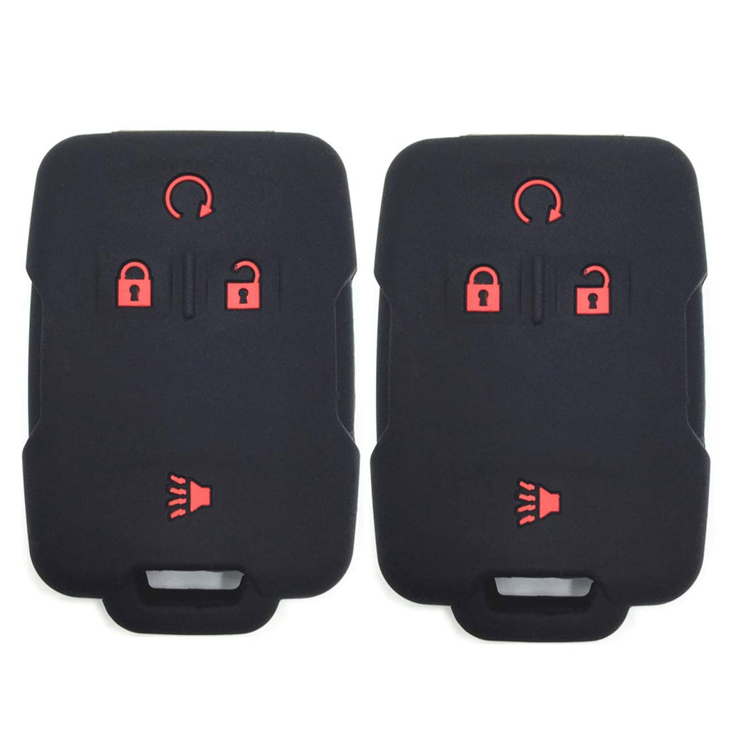 [Australia - AusPower] - Silicone Rubber Key Fob Case Covers Keyless Remote Jacket Skin Protector for Silverado Pack 2 Black with Red Buttons 