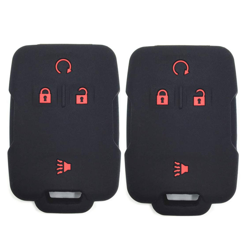 [Australia - AusPower] - Silicone Rubber Key Fob Case Covers Keyless Remote Jacket Skin Protector for Silverado Pack 2 Black with Red Buttons 