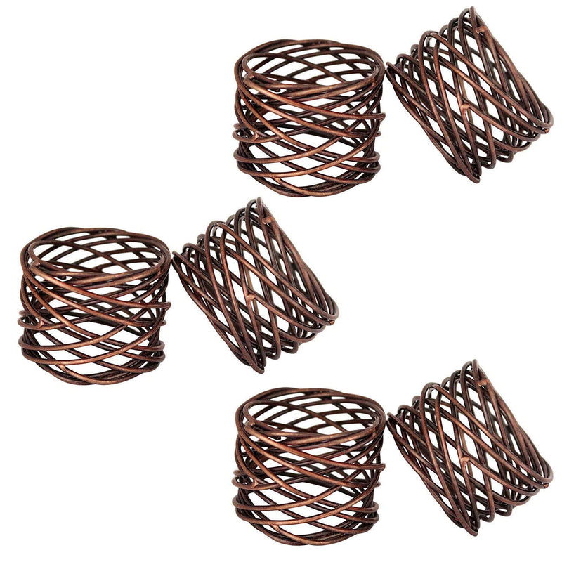 [Australia - AusPower] - ITOS365 Handmade Copper Antique Round Mesh Napkin Rings Holder for Dinning Table Parties Everyday, Set of 6 Bronze 