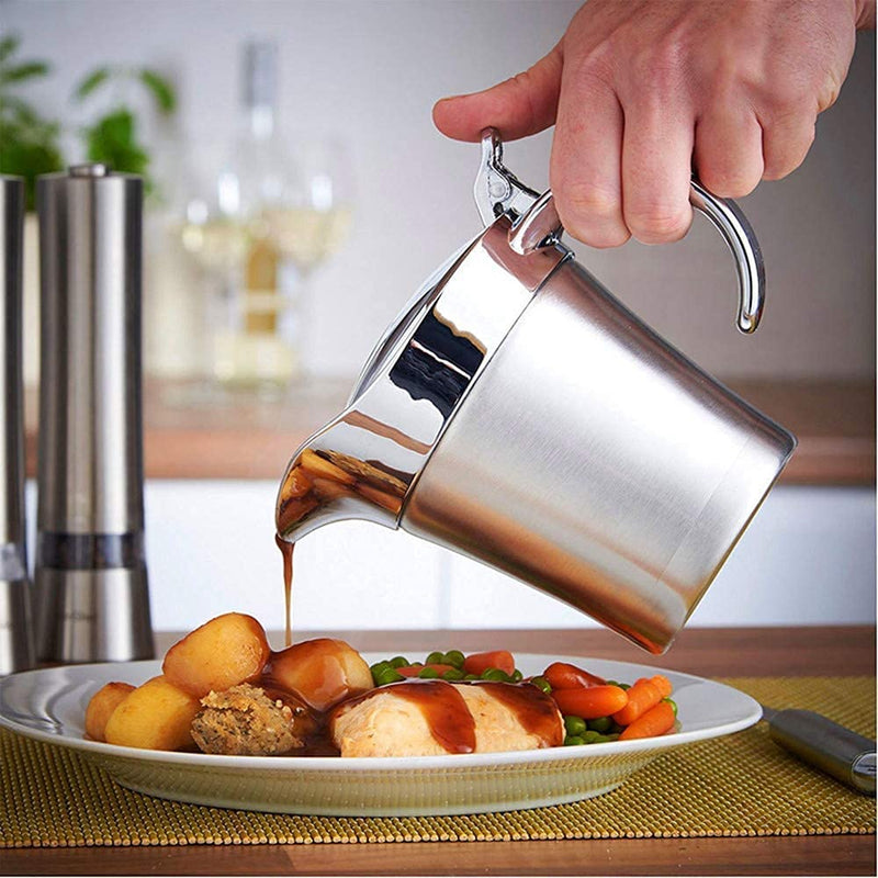 [Australia - AusPower] - Double Insulated Gravy Boat – Stainless Steel Sauce Jug with Hinged Lid 