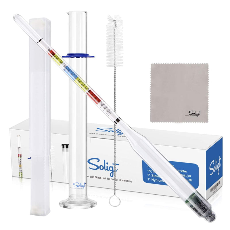 [Australia - AusPower] - SOLIGT Triple Scale Hydrometer and Glass Test Jar for Wine, Beer, Mead & Cider - ABV, Brix and Gravity Test Kit 