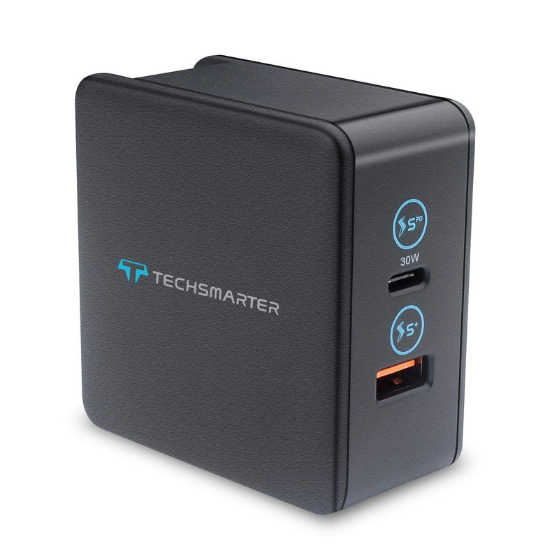 [Australia - AusPower] - Techsmarter 48W Dual USB-C PD Wall Charger with 30W Power Delivery and 18W USB Ports. Compatible with iPhone 13, 12, 11, XS, XR, X, 8, iPad, MacBook, Samsung S20, S10, S9, S8, S7 Note 8,9,10, Android 