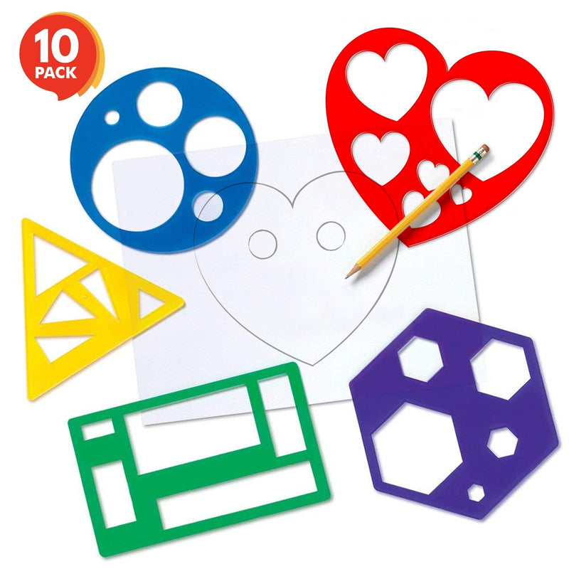 [Australia - AusPower] - Karty Shape Stencil Set for Kids - 10 Piece Set - Colorful Drawing Template Kit - Fun Arts and Crafts Supplies, Gift Idea for Boys and Girls, Learning Tool for Toddlers and Preschooler 