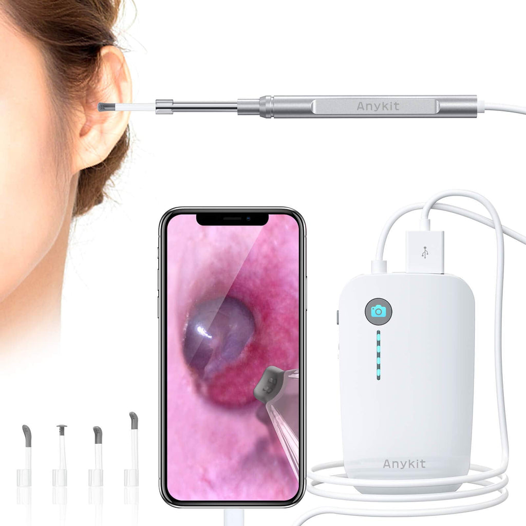 [Australia - AusPower] - Anykit Ear Wax Removal Tool, HD Otoscope Ear Cleaner for iPhone & Android, Ultra Clear View Ear Camera with Ear Wax Remover, Ear Endoscope with LED Lights, Ear Cleaning Camera with Ear Spoon 