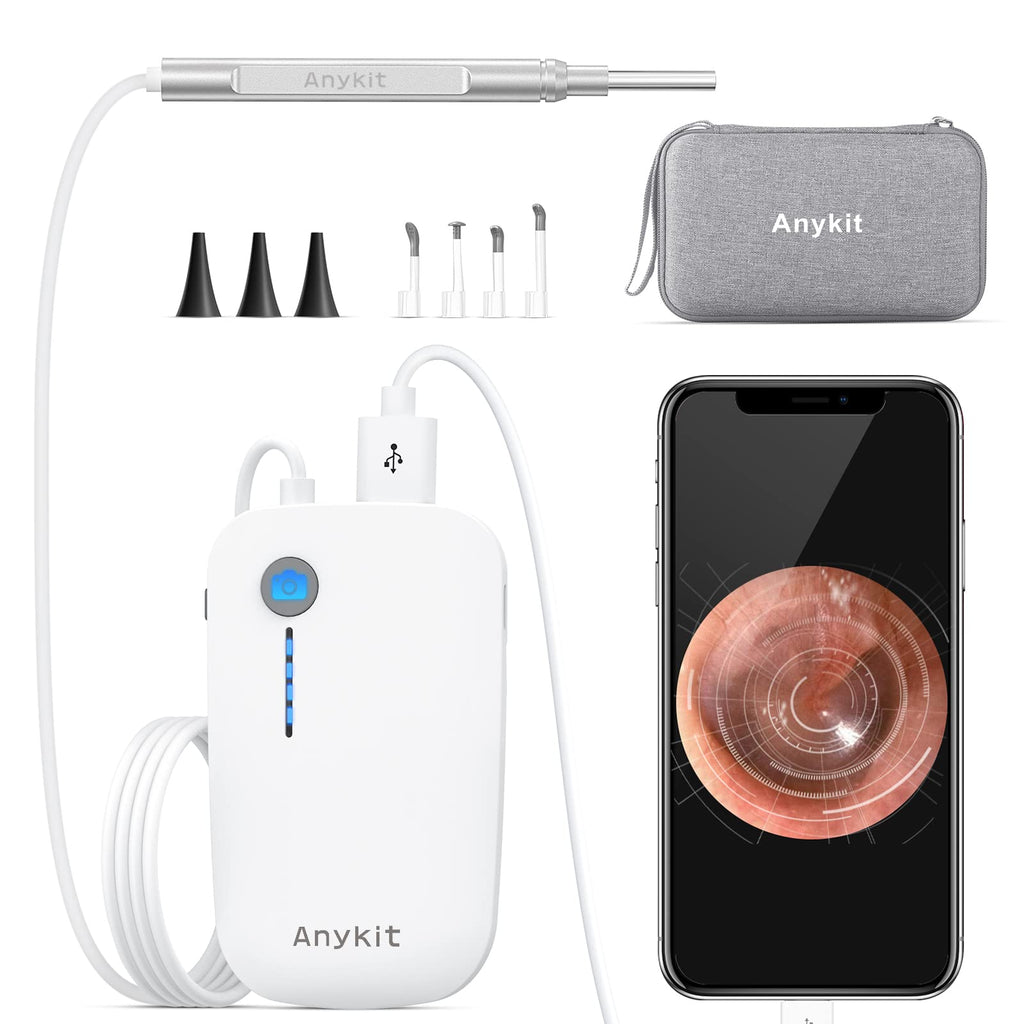 [Australia - AusPower] - Anykit USB Otoscope Camera for iPhone & Android, 720P HD Visual Ear Camera with Lights, Ear Scope with Ear Wax Removal Tool & Storage Case, Ear Endoscope for Kids, Adults & Pets 