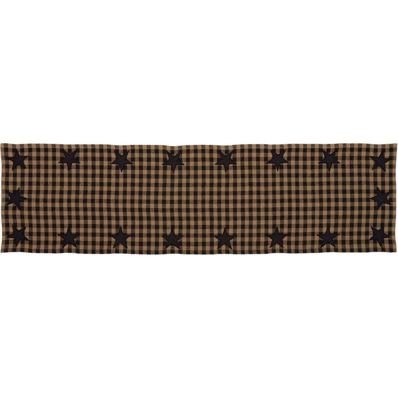 [Australia - AusPower] - VHC Brands Black Star Runner Woven 13x48 Country Rustic Kitchen Tabletop Design, Raven Black and Tan 13x48 Runner 
