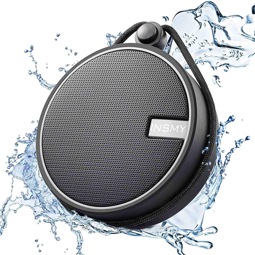 [Australia - AusPower] - INSMY C12 IPX7 Waterproof Shower Bluetooth Speaker, Portable Wireless Outdoor Speaker with HD Sound, Support TF Card, Suction Cup for Home, Pool, Beach, Boating, Hiking 12H Playtime (Black) Black 