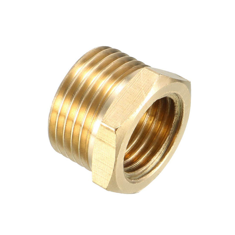 [Australia - AusPower] - uxcell Brass Threaded Pipe Fitting 3/8 PT Male x 1/4 PT Female Hex Bushing Adapter 