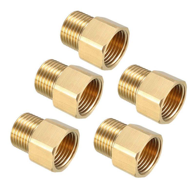 [Australia - AusPower] - uxcell Brass Threaded Pipe Fitting 1/2 PT Male x 1/2 PT Female Coupling 5pcs 