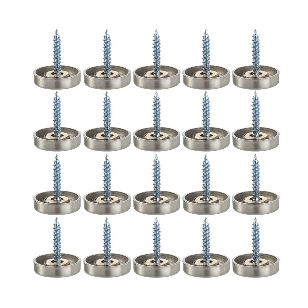 [Australia - AusPower] - Mellewell 20 PCS Stainless Steel Screw Cover/Cap (Full Metal Construction 3/5" Diameter) Fasteners, Decorative Mirror, Sign/Advertising Hardware, Nails, Construction, CB8026A-20 3/5 Inch (20 PCS) 