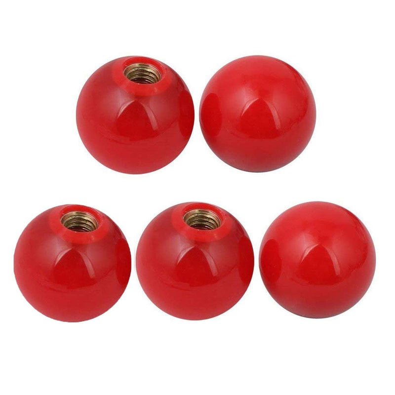 [Australia - AusPower] - COMOK Red 5pcs 38mm Diameter 10mm Hole Diameter Mounded Threaded Handling Round Ball Knob 